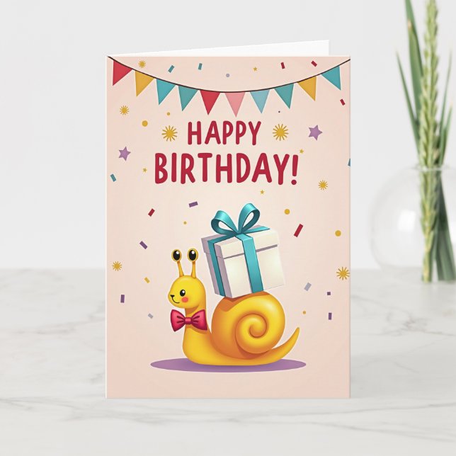 Tarjeta de cumpleaños de caracol caprichoso (Anverso)