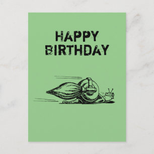 Tarjeta de cumpleaños de caracol cohete
