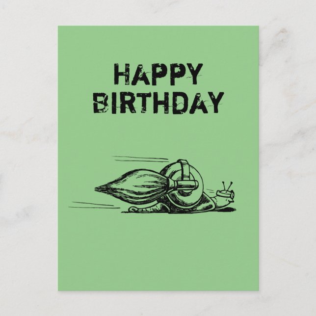 Tarjeta de cumpleaños de caracol cohete (Anverso)