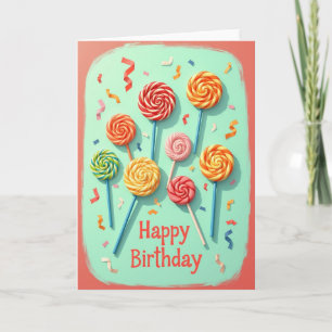 Tarjeta de cumpleaños de caramelos en espiral