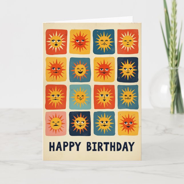 Tarjeta de cumpleaños de caras vibrantes (Anverso)