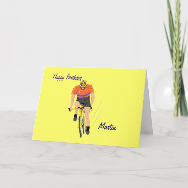 Tarjeta de cumpleaños de Carreras ciclista. Cambia (Anverso)