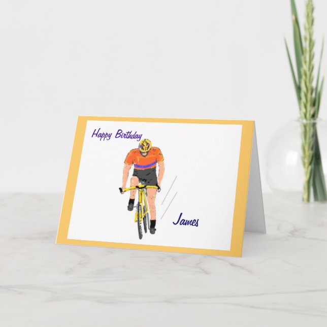 Tarjeta de cumpleaños de Carreras ciclista. Cambia (Anverso)