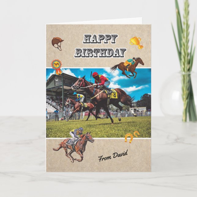 Tarjeta de cumpleaños de Carreras de caballos PERS (Anverso)