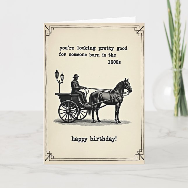 Tarjeta de cumpleaños de carruaje vintage (Anverso)