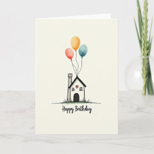 Tarjeta de cumpleaños de casa acogedora