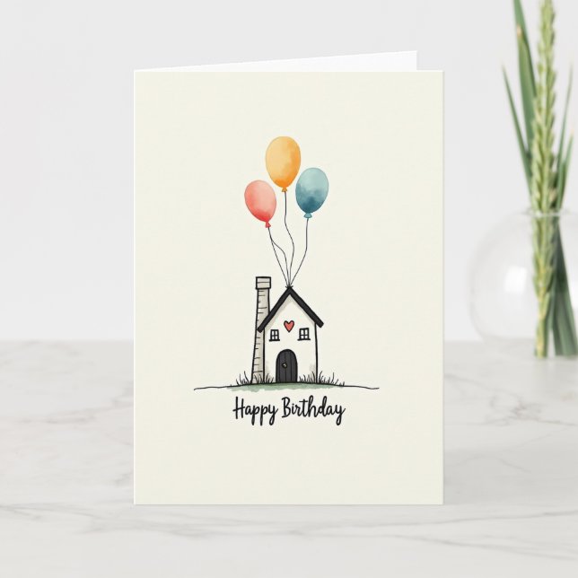 Tarjeta de cumpleaños de casa acogedora (Anverso)