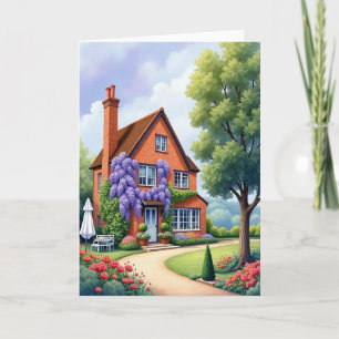 Tarjeta de cumpleaños de casa de jardín