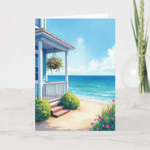 Tarjeta de cumpleaños de casa junto al mar