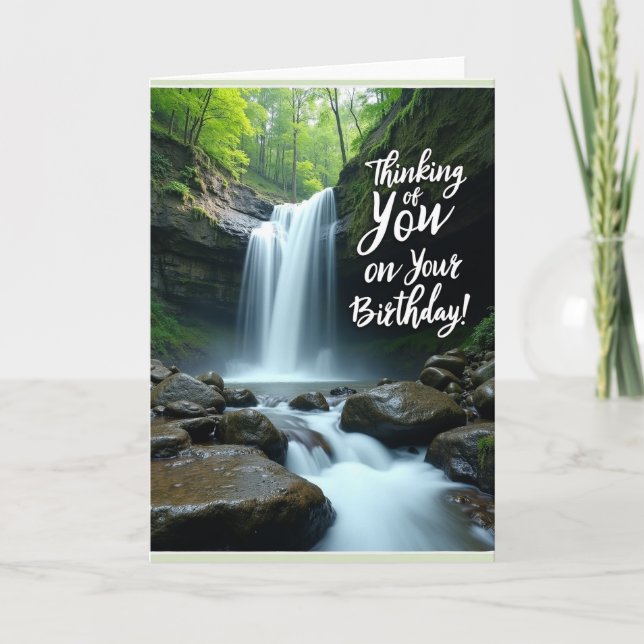 Tarjeta de cumpleaños de cascada exuberante (Anverso)