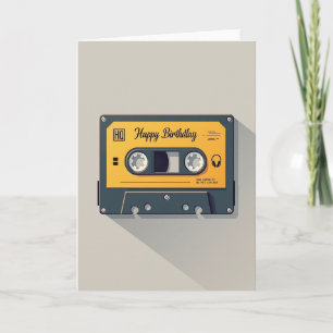Tarjeta de cumpleaños de cassette retro