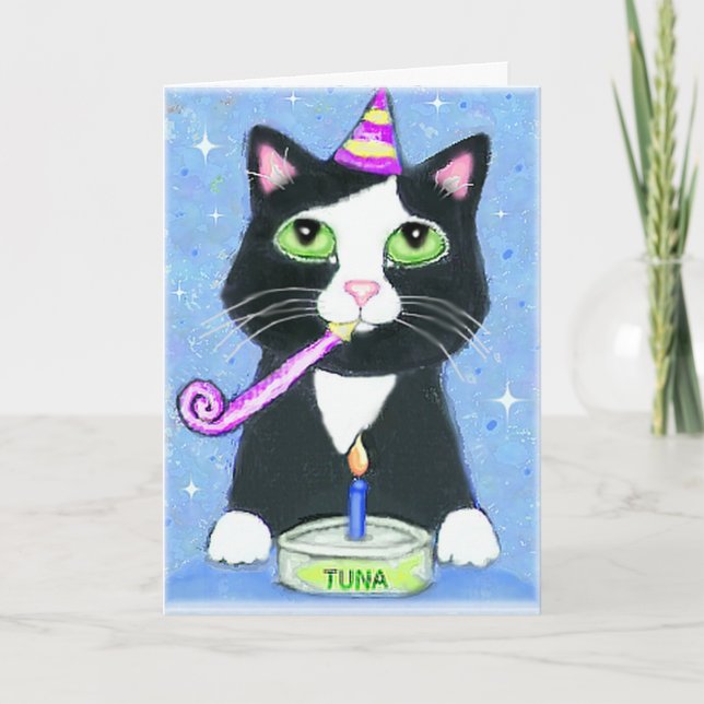 Tarjeta de cumpleaños de Cat Lover Boy (Anverso)