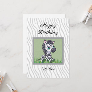 tarjeta de cumpleaños de cebra bebé para niño