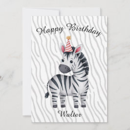 tarjeta de cumpleaños de cebra pequeña para niño