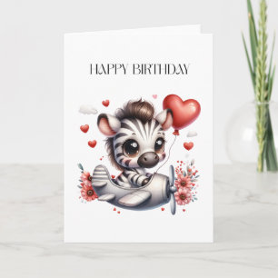 Tarjeta de cumpleaños de cebra piloto