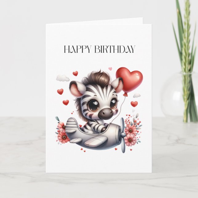 Tarjeta de cumpleaños de cebra piloto (Anverso)