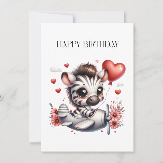 Tarjeta de cumpleaños de cebra piloto (Anverso)