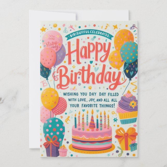 Tarjeta de cumpleaños de celebración alegre (Anverso)