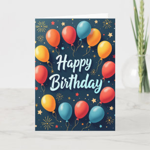 Tarjeta de cumpleaños de celebración con guión