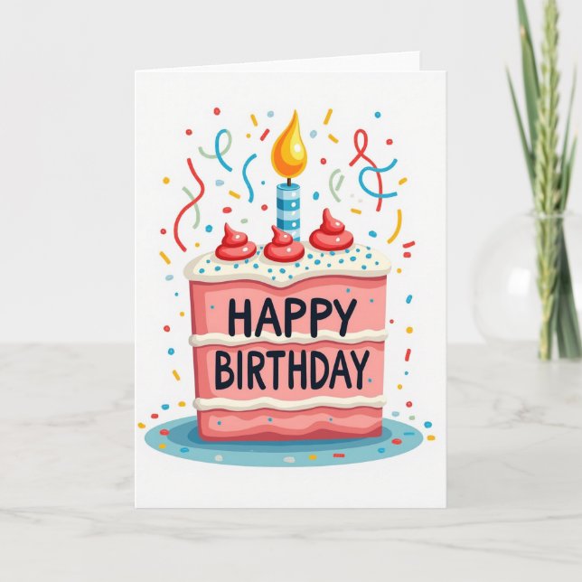 Tarjeta de cumpleaños de celebración con vela (Anverso)