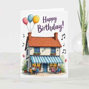 Tarjeta de cumpleaños de celebración de restaurant