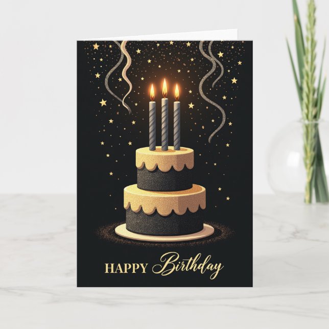 Tarjeta de cumpleaños de celebración dorada (Anverso)