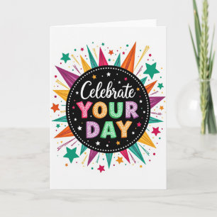 Tarjeta de cumpleaños de celebración punteada