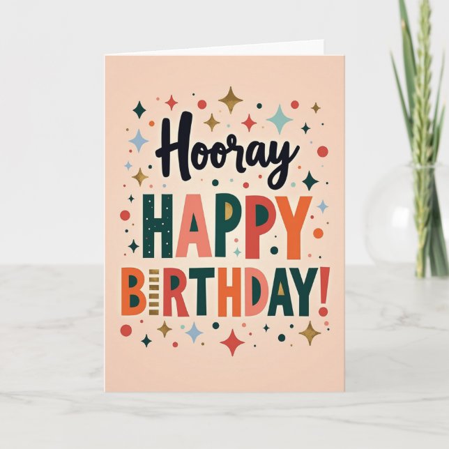 Tarjeta de cumpleaños de celebración retro (Anverso)