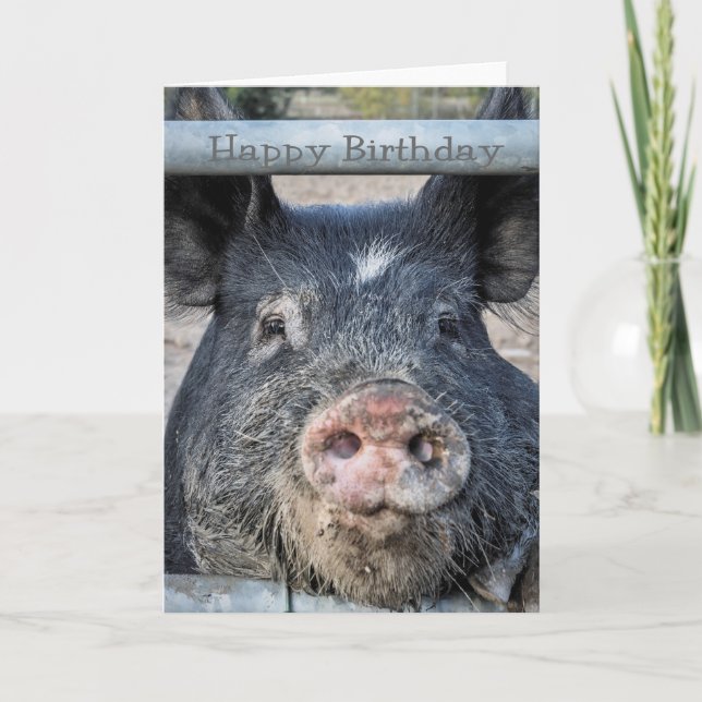 tarjeta de cumpleaños de cerdo (Anverso)
