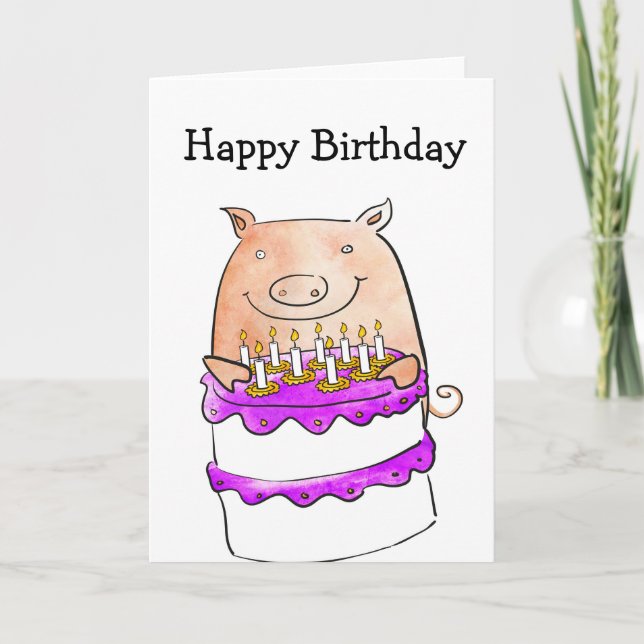 Tarjeta de cumpleaños de cerdo (Anverso)