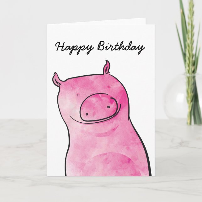 Tarjeta de cumpleaños de cerdo (Anverso)