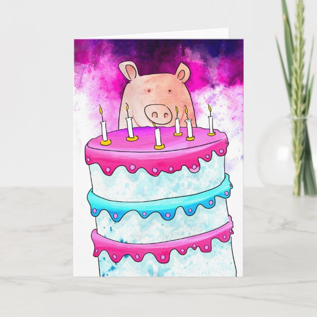 Tarjeta de cumpleaños de cerdo (Anverso)