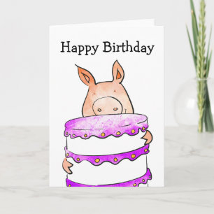 Tarjeta de cumpleaños de cerdo