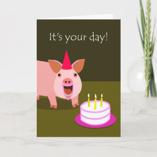 Tarjeta de cumpleaños de cerdo