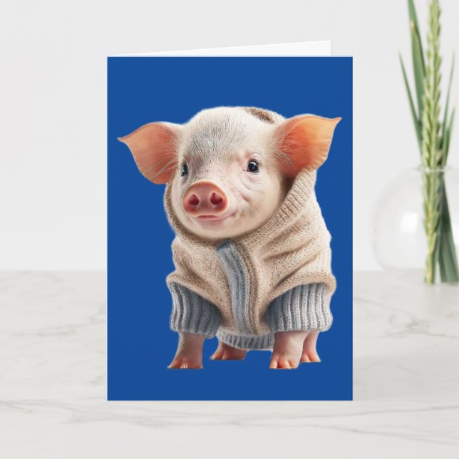 TARJETA DE CUMPLEAÑOS DE CERDO BONITO SALUDO (Anverso)