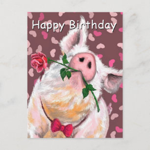 Tarjeta de cumpleaños de cerdo divertida