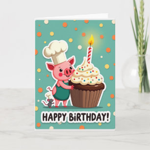 Tarjeta de cumpleaños de cerdo dulce