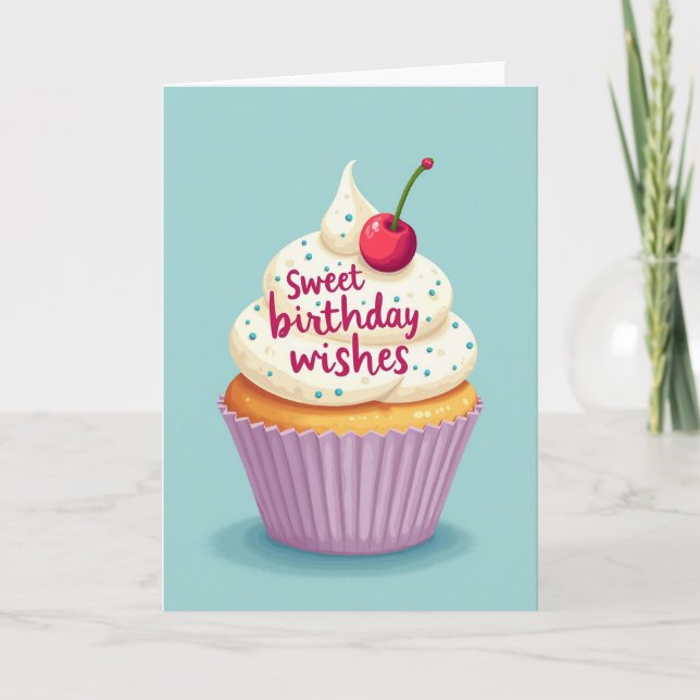 Tarjeta de cumpleaños de cereza escarchada (Anverso)