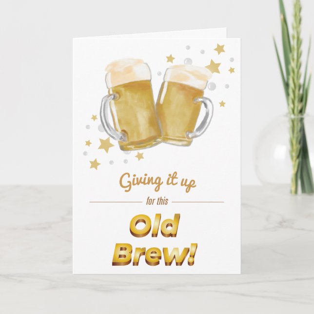 Tarjeta de cumpleaños de cerveza Punny "Old Brew" (Anverso)