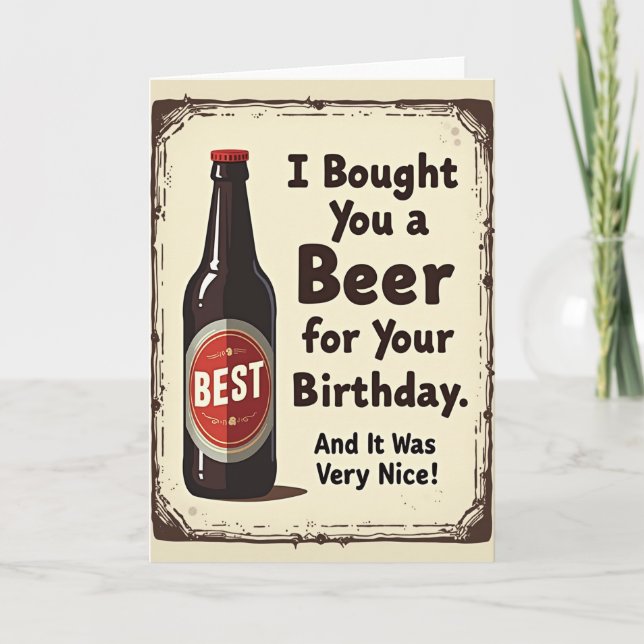 Tarjeta de cumpleaños de cerveza retro (Anverso)