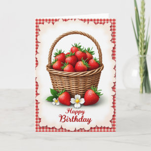 Tarjeta de cumpleaños de cesta de frutas rústica