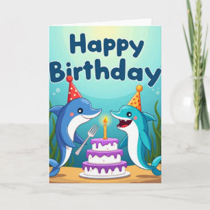 Tarjeta de Cumpleaños de Cetáceos de Dibujos Anima