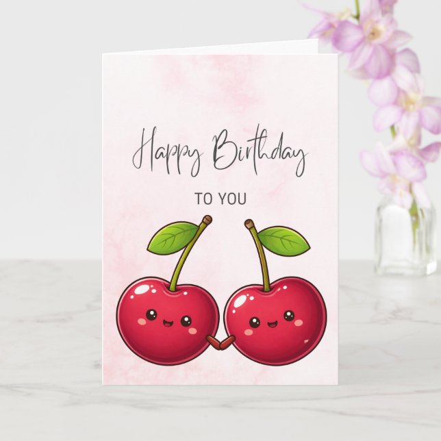 Tarjeta de cumpleaños de Cherry Adorable – Feliz C (Orquídea)