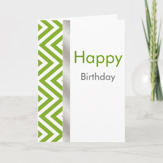 Tarjeta de cumpleaños de Chevron verde y blanco