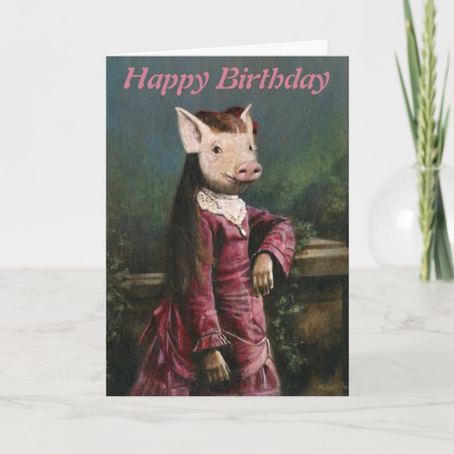 Tarjeta de cumpleaños de Chica de Piglet de Victor (Anverso)