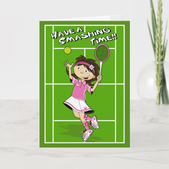 Tarjeta de cumpleaños de Chica de tenis (Anverso)