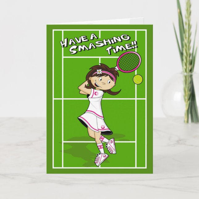 Tarjeta de cumpleaños de Chica de tenis (Anverso)