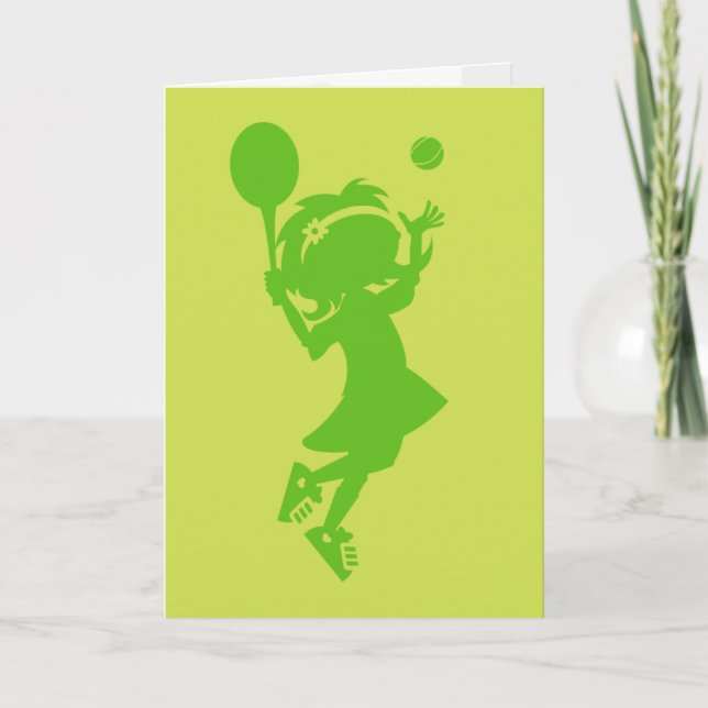 Tarjeta de cumpleaños de Chica de tenis Silhouette (Anverso)