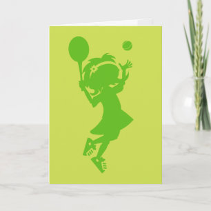 Tarjeta de cumpleaños de Chica de tenis Silhouette