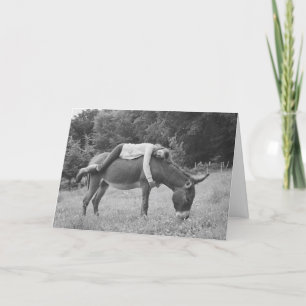 Tarjeta de cumpleaños de chica Riding Donkey